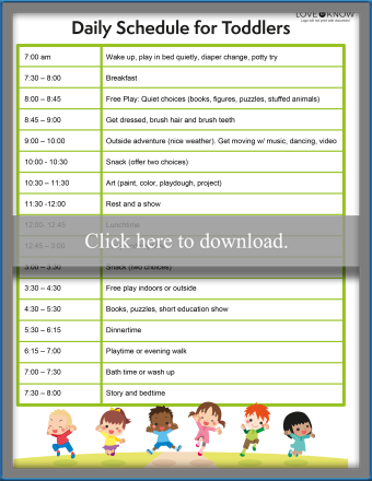 Horario diario para niños pequeños